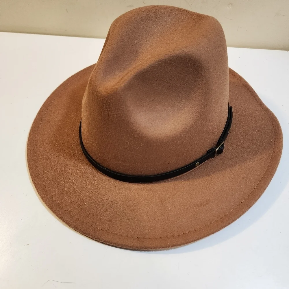 Women's Tan  Fedora Hat Cotton Blend